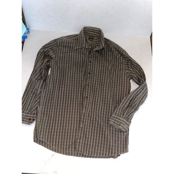 Scott Barber mens Button Up shirt black beige check Long Sleeve sz L A37‎ - Picture 1 of 6